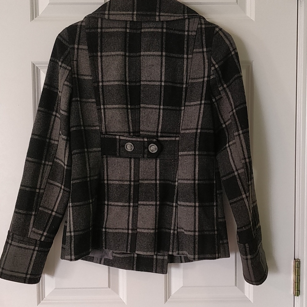Old Navy Plaid Pea Coat - Picture 6 of 7